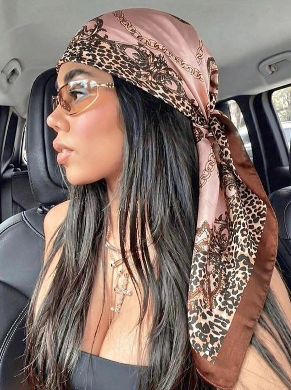 New Pink & Brown Animal Print Scarf